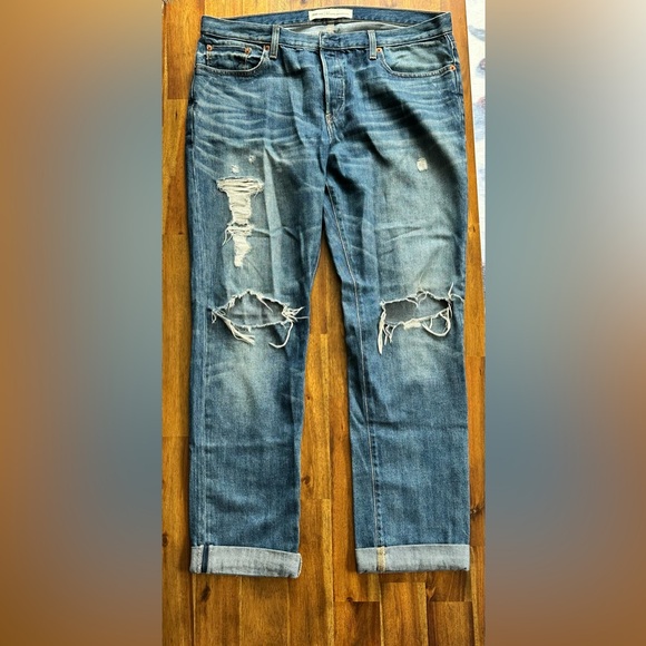 GAP Women's Distressed Boyfriend Jeans - Blue - Picture 1 of 5